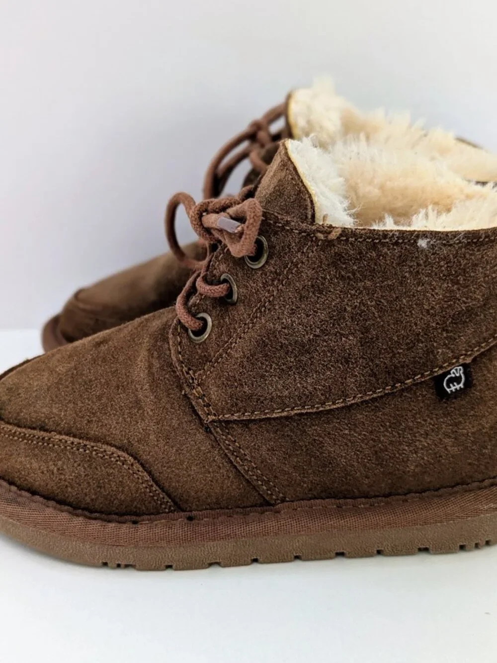 LAMO Kids Jacob Suede Chukka Boots Brown Faux Fur Size 9C